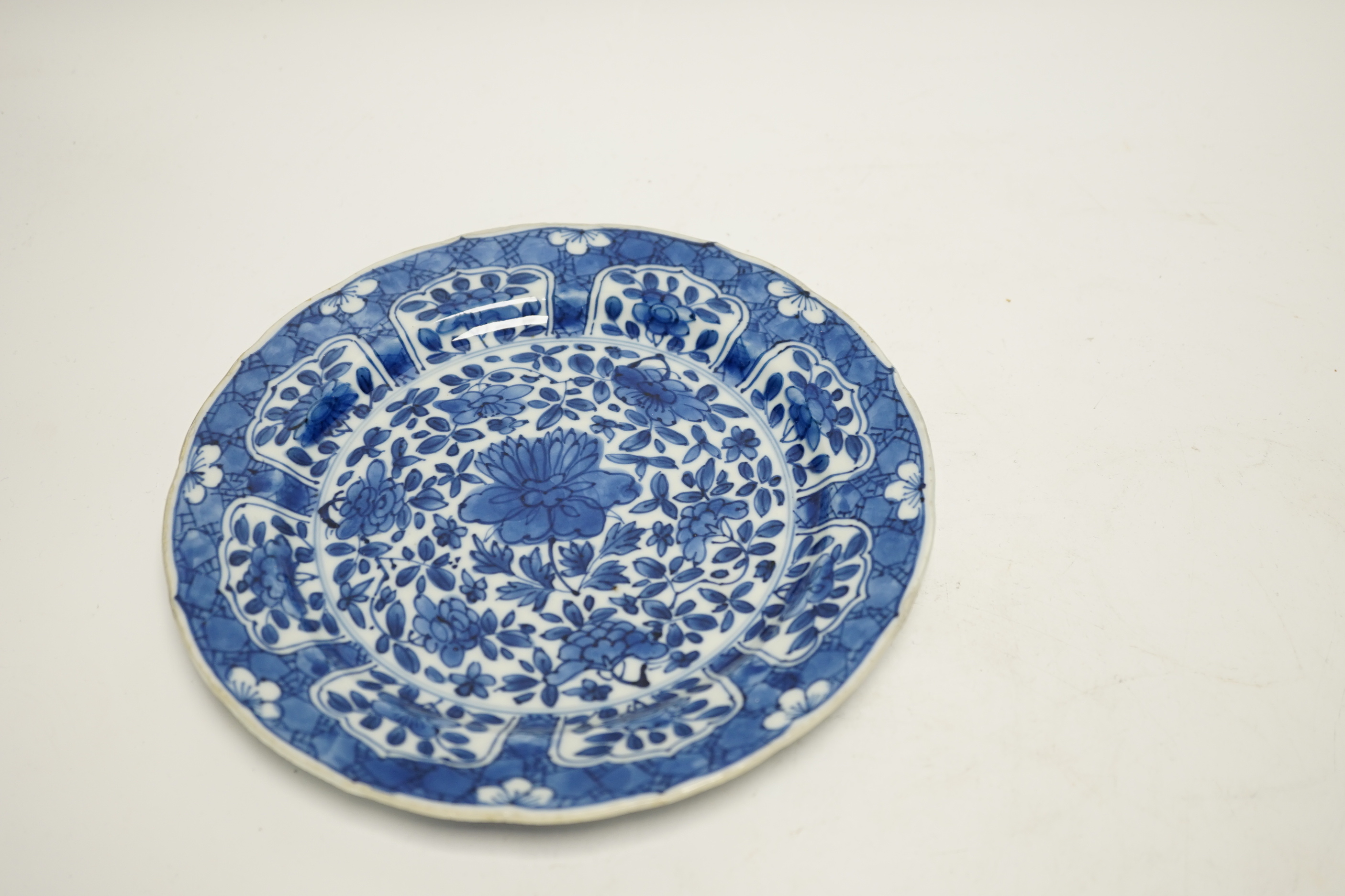 Two Chinese Kangxi blue and white plates, largest 22.5cm diameter